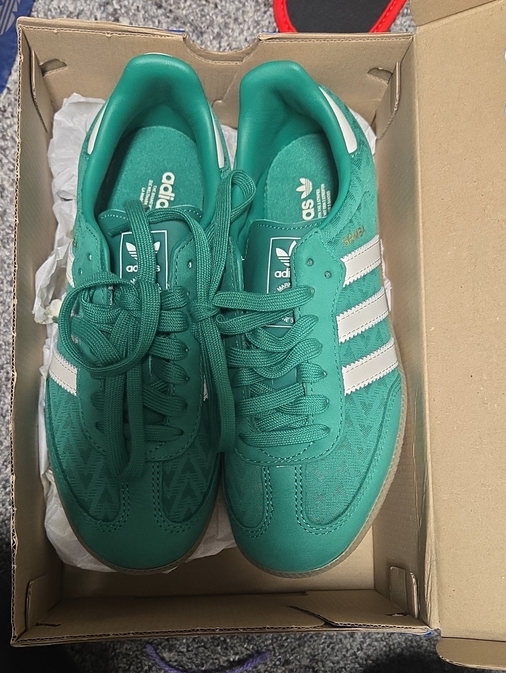 adidas Women's Green Samba with White Stripes